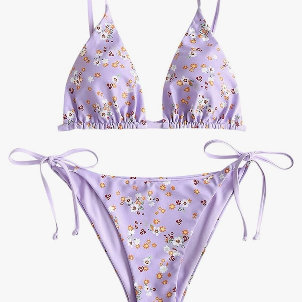 Zaful Purple Floral Bikini